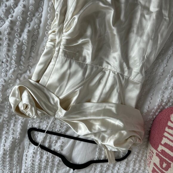 Reformation Eisa Bridal Silk Maxi Dress Sz 4 in Ivory Asymmetric One Shoulder - Picture 8 of 10